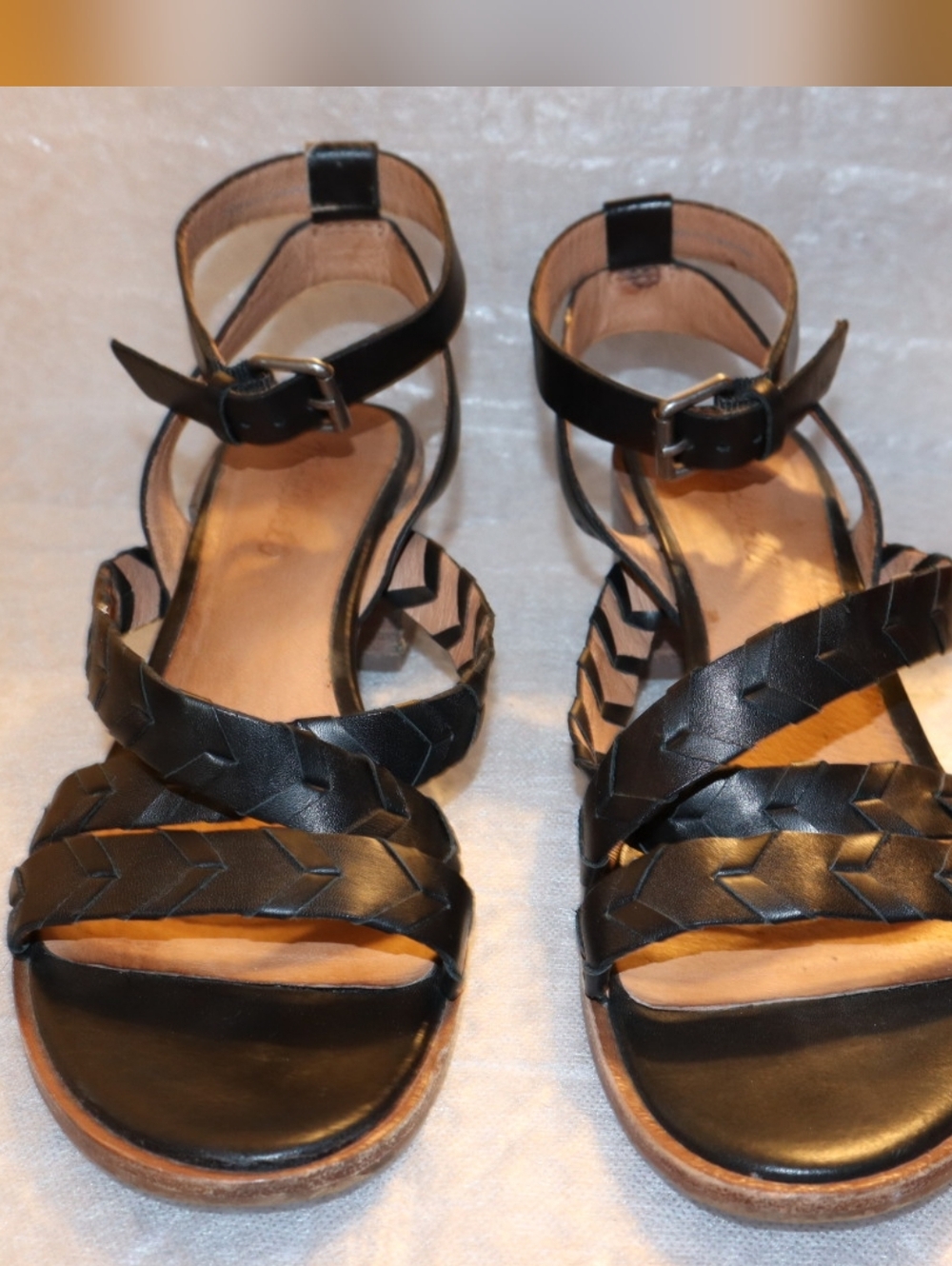Madewell Chunky stacked heels and whipstitched straps  leather sandals Black 8 - Picture 5 of 10